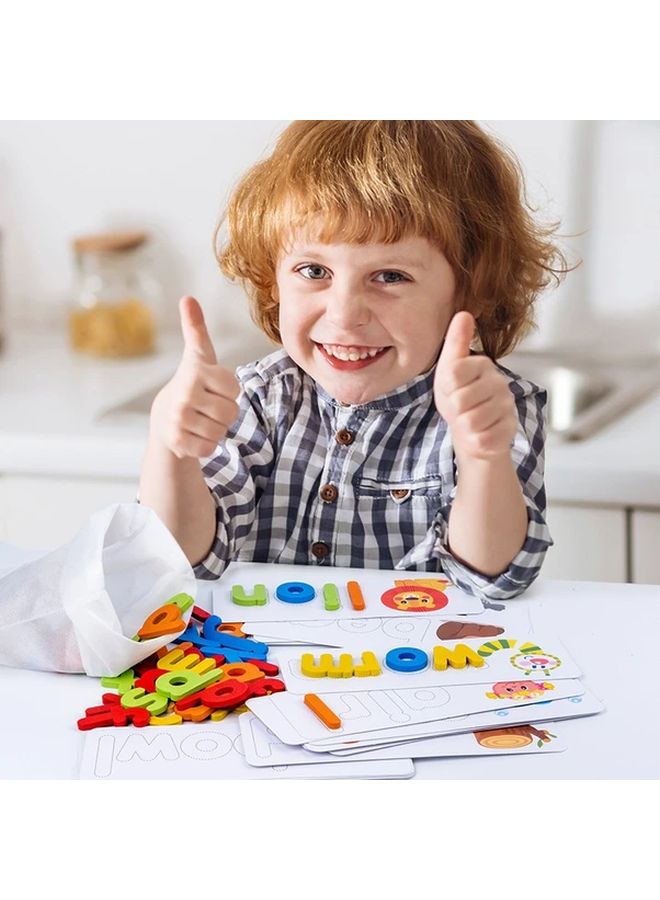 لعبة كلمات الألغاز مجموعة استكشاف الأبجدية بطاقات نشاط ممارسة التهجئة لأطفال ما قبل المدرسة - Image 4